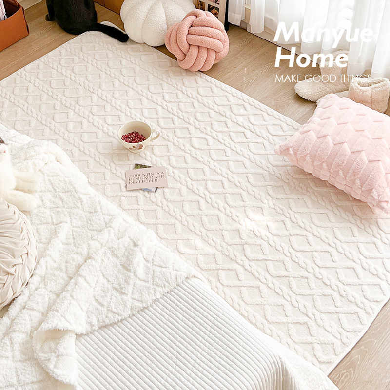 简约奶油风客厅地毯地垫