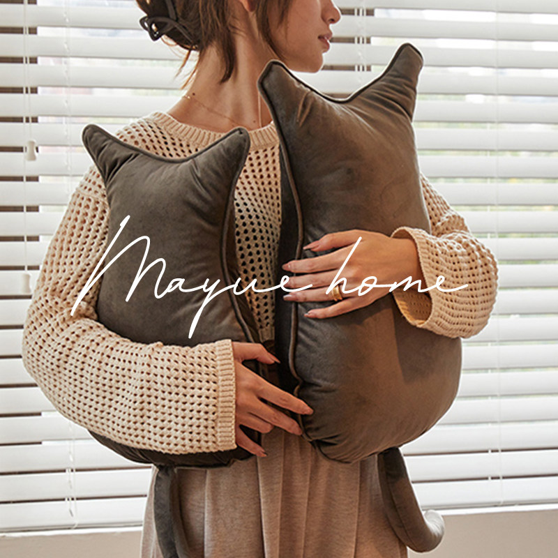 蔓越ins风小猫飘窗装饰午睡枕