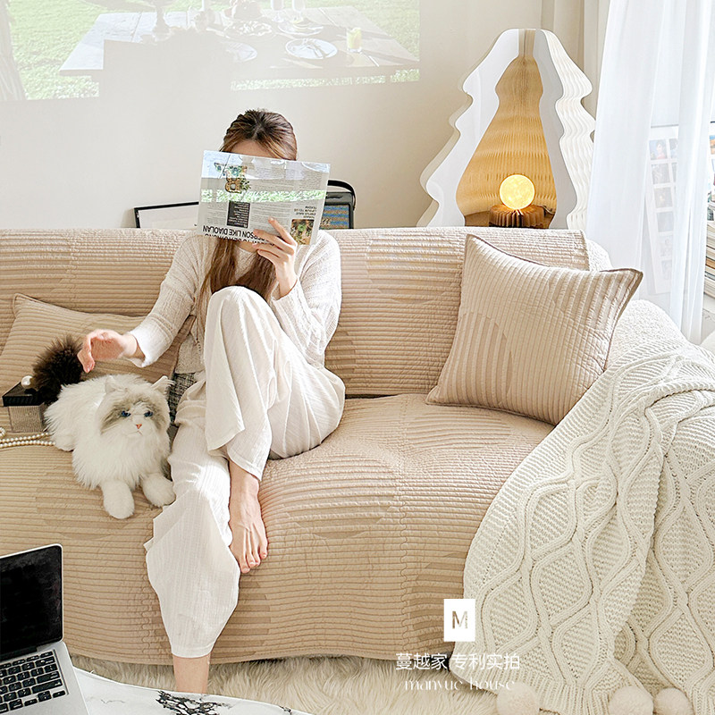 蔓越家 明月几时 法式复古全棉沙发垫客厅高级感沙发套罩巾纯棉,居家布艺,沙发垫,淘宝优惠券,粉丝福利购,淘宝优惠卷