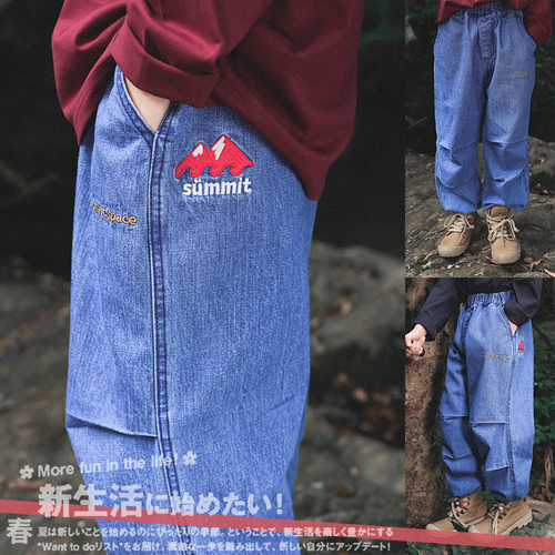 男童牛仔裤2026春季新款儿童柔软裤子中大童束脚休闲裤户外露营库