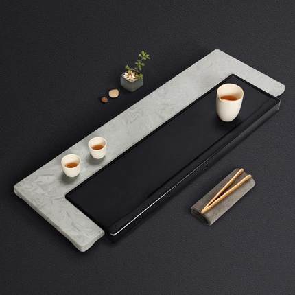 【新品】茶盘家用茶台可干湿泡奢石盘办公室用乌金石茶盘2024新款