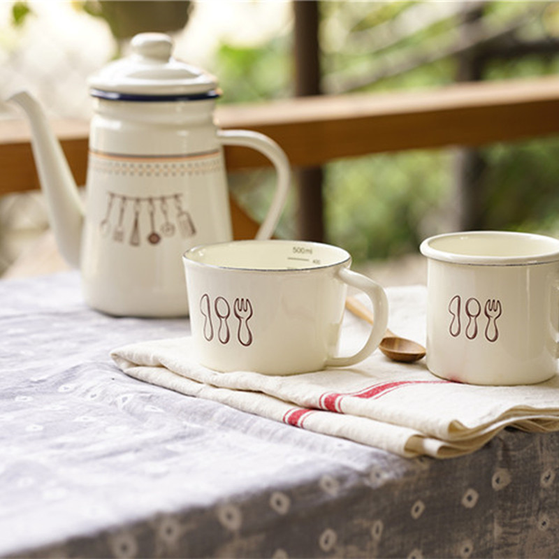 雜置社搪瓷珐琅日式刀叉烘焙咖啡壶马克杯量杯|ruв категории посуда, кофе, кофейник - от Buy2taobao.com для оказания профессиональной услуги покупки агента Taobao