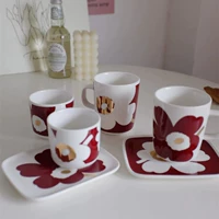 Разное общество Nordic Pownt Ceramics Cup Cup Cup Cup Milk Cup Cup Coffee Cufe Cufe Осень и зима ограниченное вино красное золотое рождество