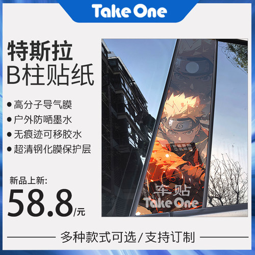 特斯拉毛豆3B柱贴纸中柱装饰车贴