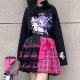 辣妹原宿短袖 Sub Era次时代 漫画少女T恤＋黑粉格纹打歌半身裙