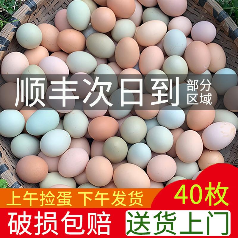 正宗土鸡蛋农家散养新鲜纯农村自养天然40枚草鸡蛋笨鸡蛋乌绿壳蛋