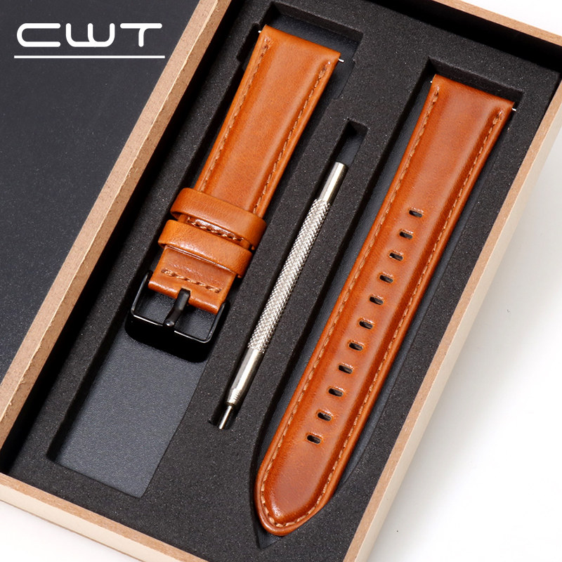 适配西铁城光动能 华为GT荣耀手表带真皮表带男配件替换带20 22mm