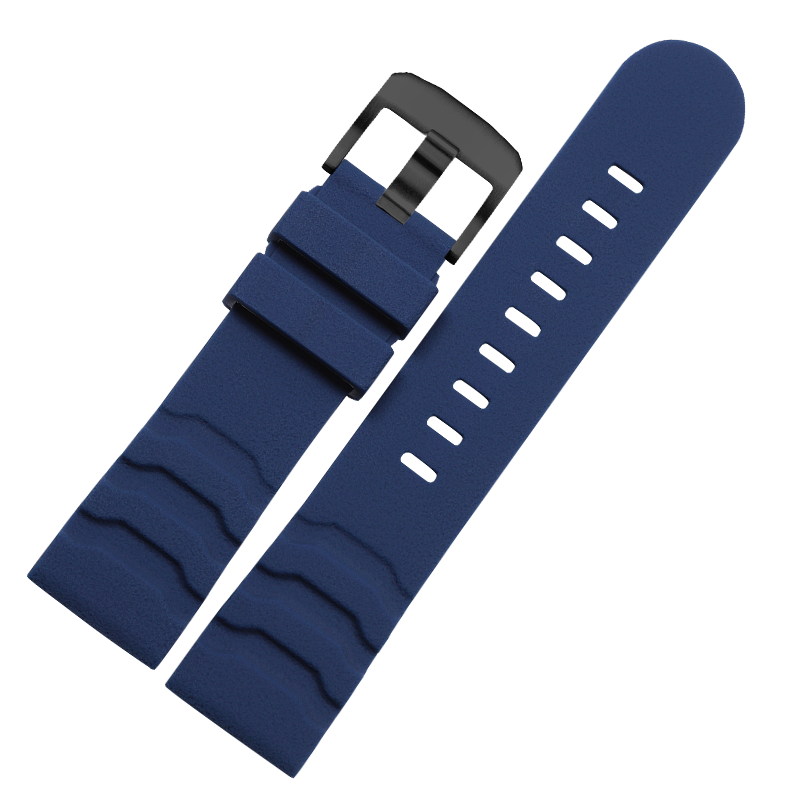 适配沛纳海硅胶表带男庐米诺胖大海PAM441 111蓝色运动橡胶带24mm