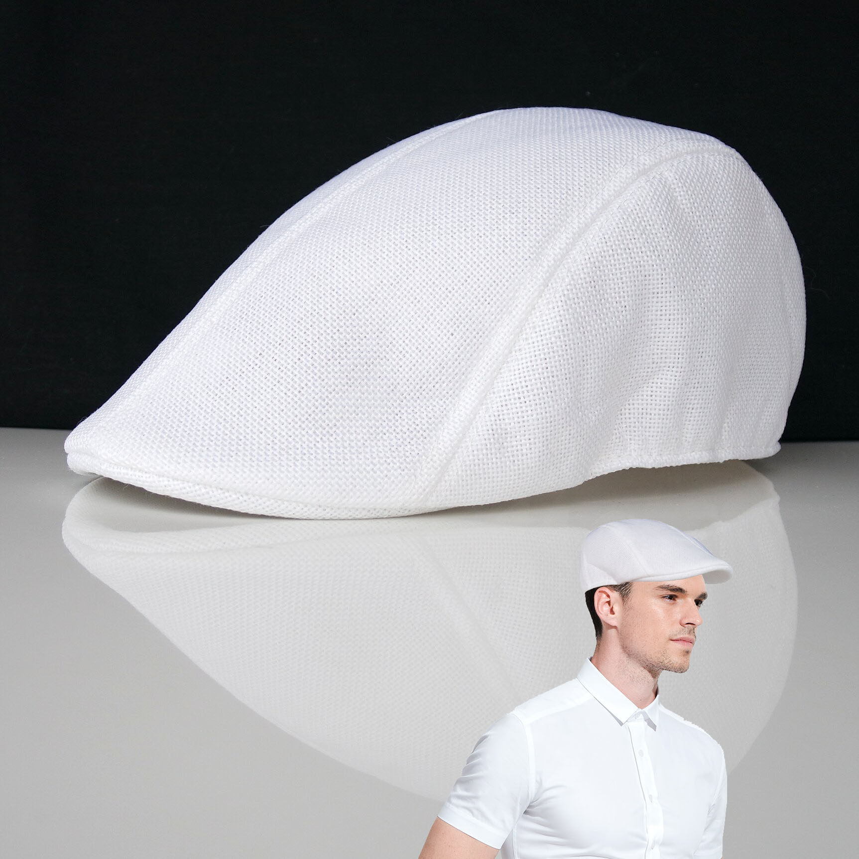帽子男潮流网眼韩版透气白色贝雷帽轻薄新款时尚潮韩版夏天鸭舌帽