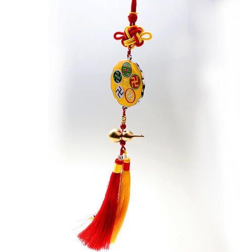 新款潘师傅五行万字福太极八卦铜葫芦五帝钱车挂赠送朱砂汽车挂件