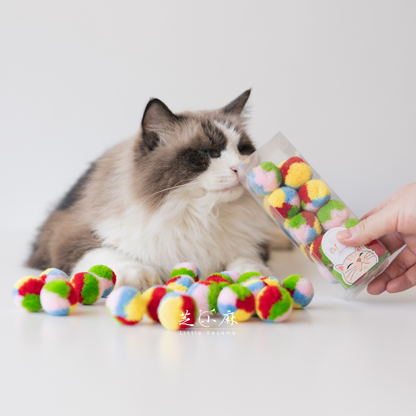 芝小麻量大管饱毛线球套装静音球猫咪自嗨啃咬互动逗猫棒猫玩具
