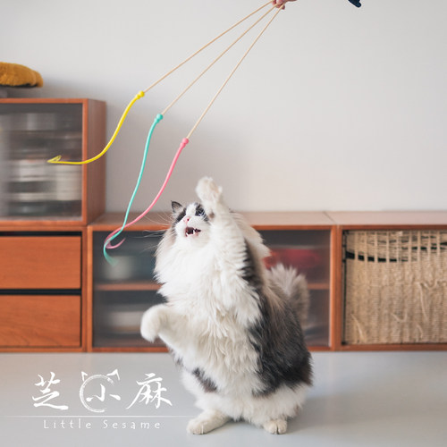 老鼠尾巴逗猫棒硅胶互动猫玩具