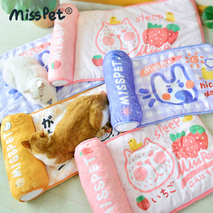 芝小麻 暖意融融法兰绒枕头宠物垫猫垫子狗垫子睡觉用猫毯子睡垫