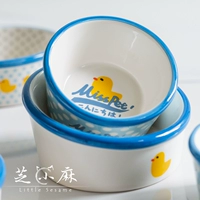 Zhixiao Xiaoma Dry Rice Duck вместе ~ Керамическая кошачья чаша для кошачья еда горшок Pet Pet Diagonal Root Bow