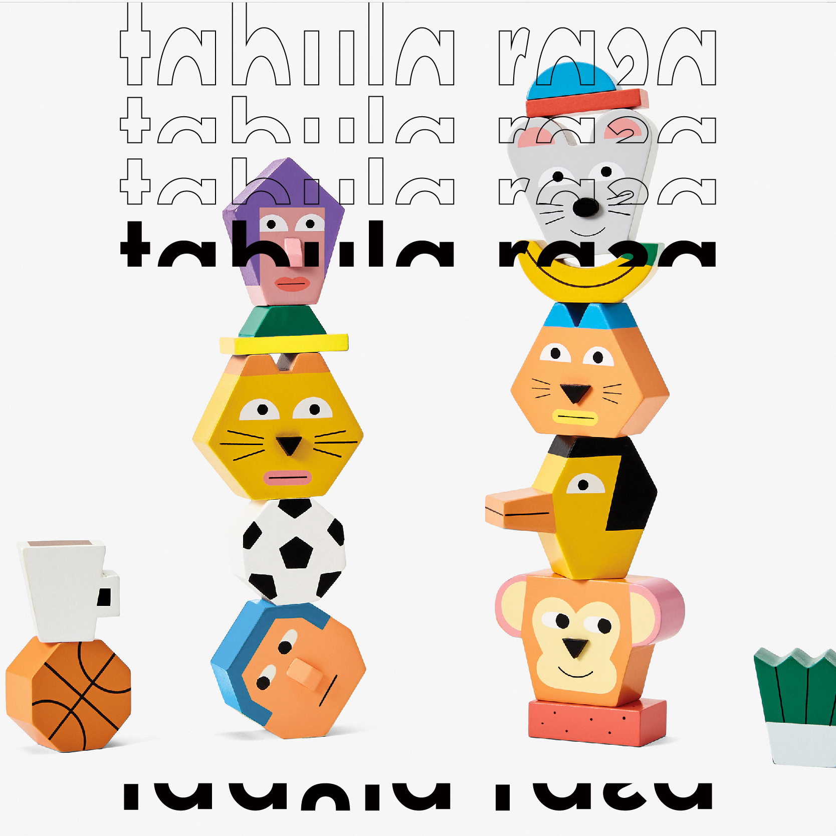 tabs美国areaware积木block party摆件卡通可爱动物老虎猫礼物