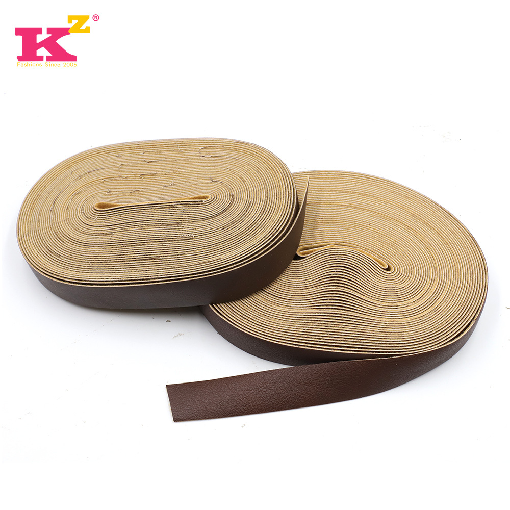 新款2cm*10米PU仿绒皮皮条皮带 咖啡色PU皮条手工材料配件现货
