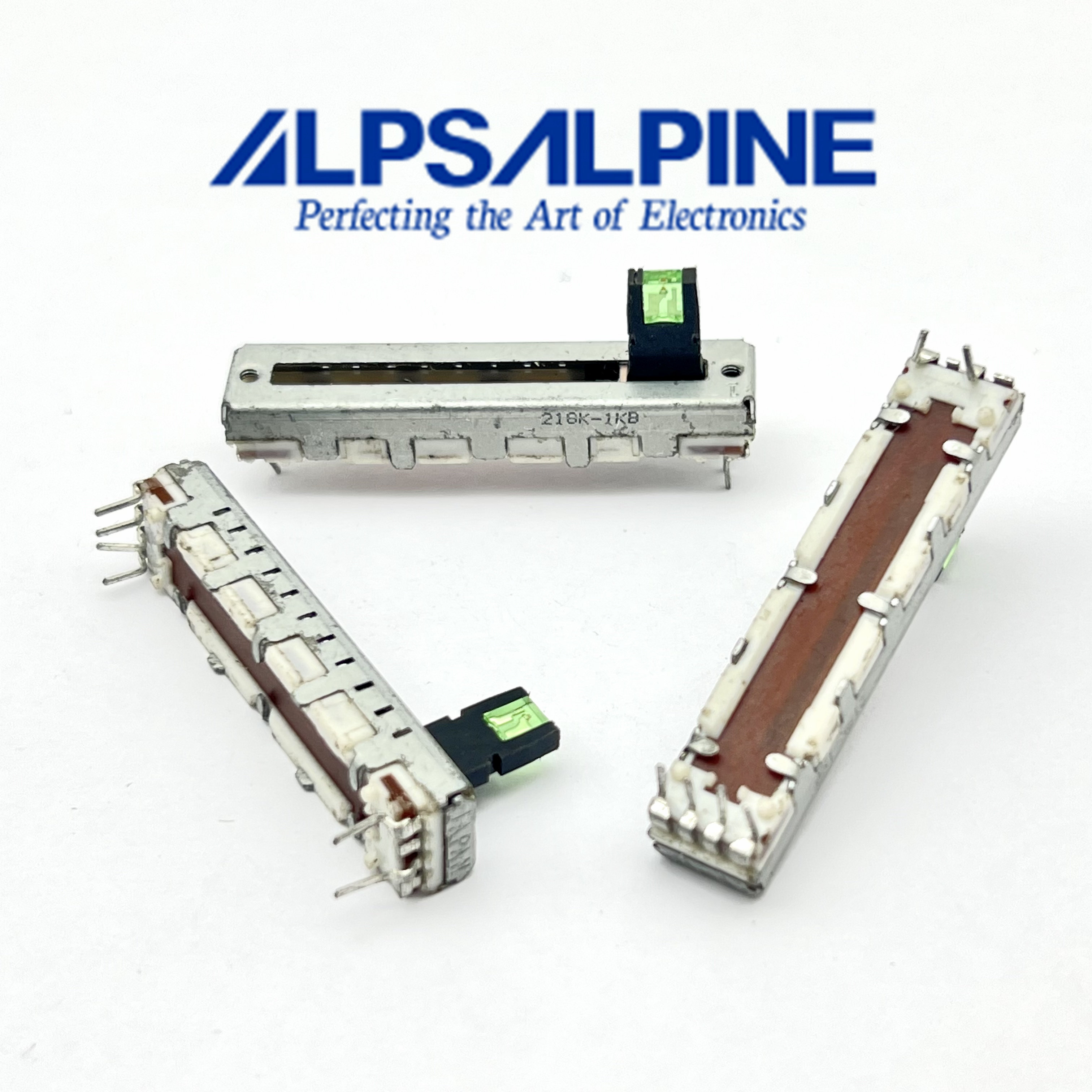 ALPS阿尔卑斯4.5公分单联直滑电位器1KB轴长10MM带绿灯带11定位