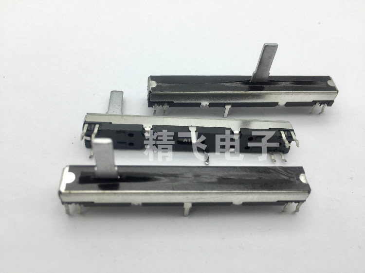 优质60MM双联直滑电位器A10K柄长15MM侧脚共8脚