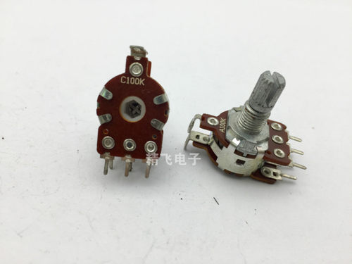 台湾ALPHA艾华RK16型双联电位器前C100K后A100K带抽41定位轴长15M
