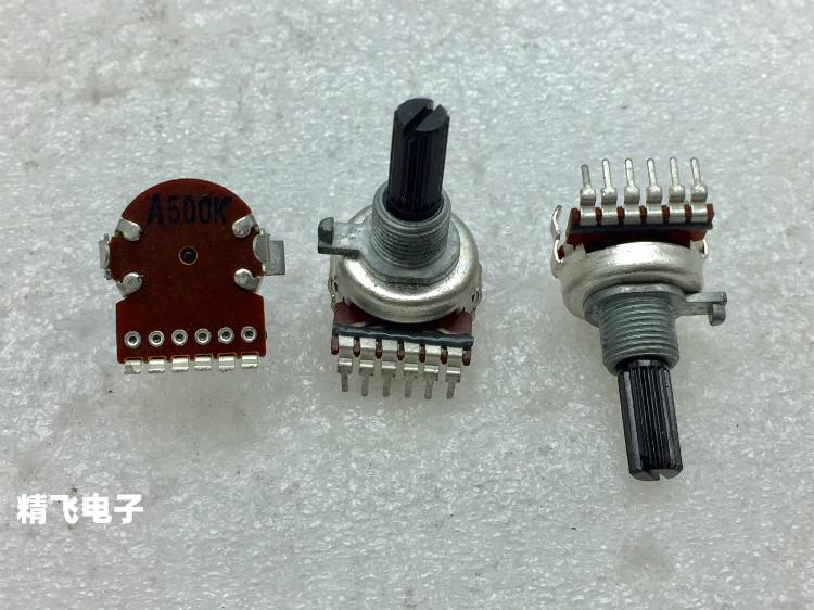 台湾ALPHA艾华RK161双联电位器A500K*2轴长20MM锯齿