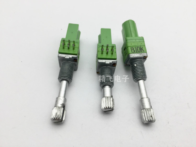 台湾ALPHA艾华RK09双联电位器带自弹B10K*2中心定位轴长22MM锯齿