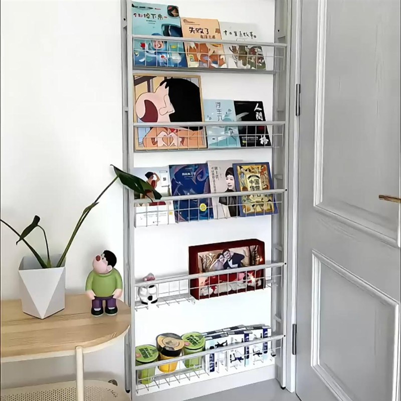 挂墙多层收纳书架落地置物架壁挂一体靠墙家用极窄夹缝收门后简易