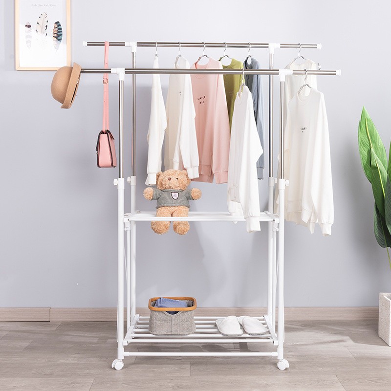 家用阳台晾衣架落地折叠移动式伸缩多功能晒衣架毛巾挂衣架晒被子