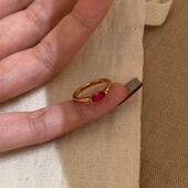 极简复古红色马眼钻戒指女小众ins感精致百搭设计开口尾戒