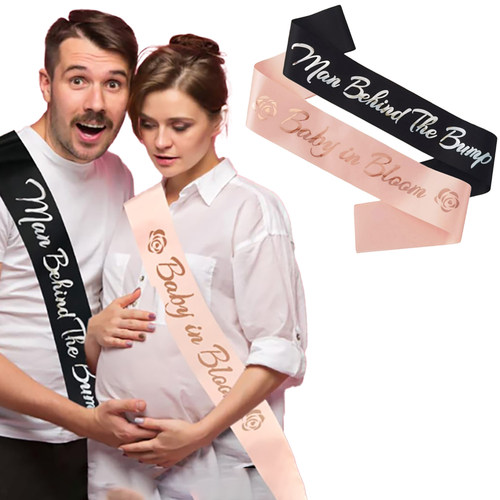 准爸妈礼仪带baby in bloom色丁布烫金印刷腰带派对用品肩带厂家