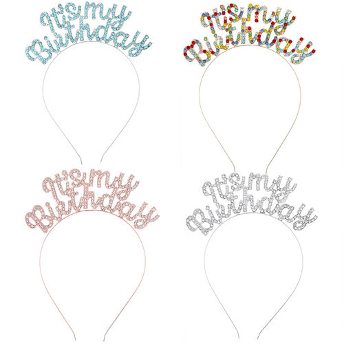 新款生日派对水钻字母生日发箍女生日女孩It's my birthday头饰