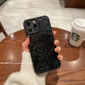 Black Chrome Hearts Label [Textured Soft Case - Large Lens Hole, Doesn'T Cover Lens for Phones under 13mm]
