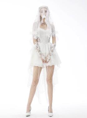 个性原创欧美小众高级女式白色刺绣结婚手套绑带个性纯色AGL017