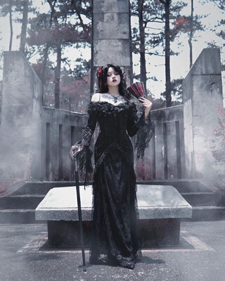 暗黑中长款暗黑风哥特女装