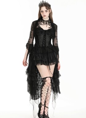 DARK IN LOVE哥特女装暗黑蕾丝黑色中袖流苏装饰BW144