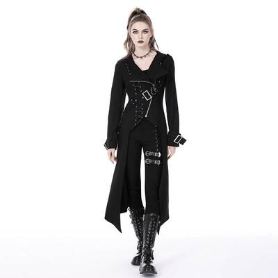 欧美个性原创设计朋克叛军不对称连帽长外套JW238