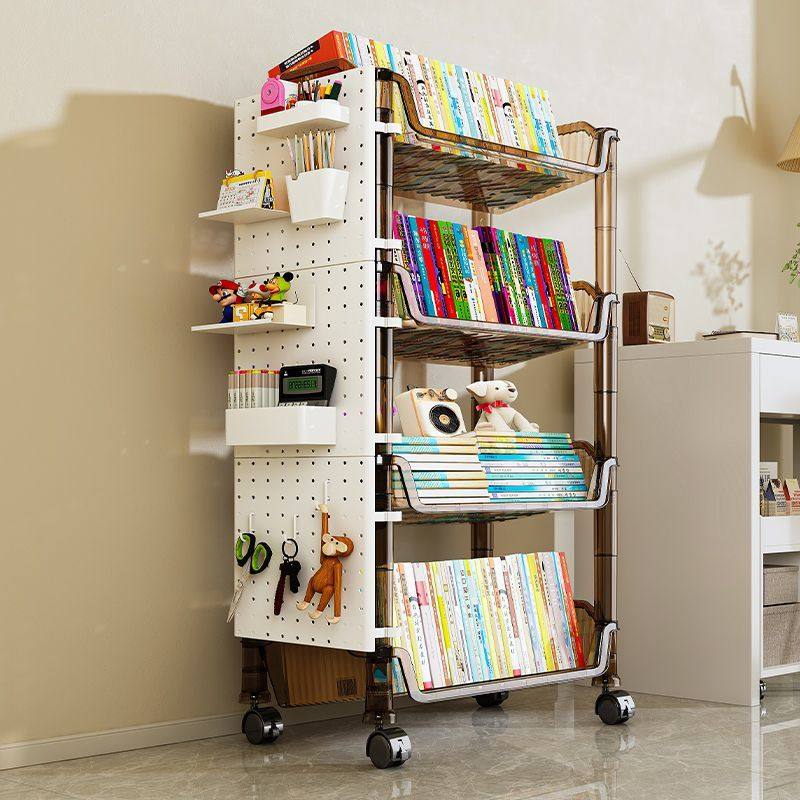 书架落地置物架一体靠墙可移动带轮学生家用不占空间简易儿童书柜,住宅家具,书架,淘宝优惠券,粉丝福利购,淘宝优惠卷
