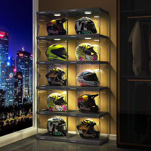 全盔收纳丨高清展示丨防尘防潮柜