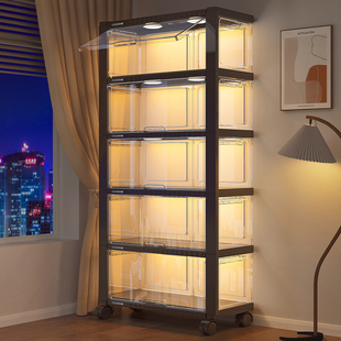 手办柜展示柜适用乐高盲盒收纳架子可移动透明摆件玩具模型陈列柜