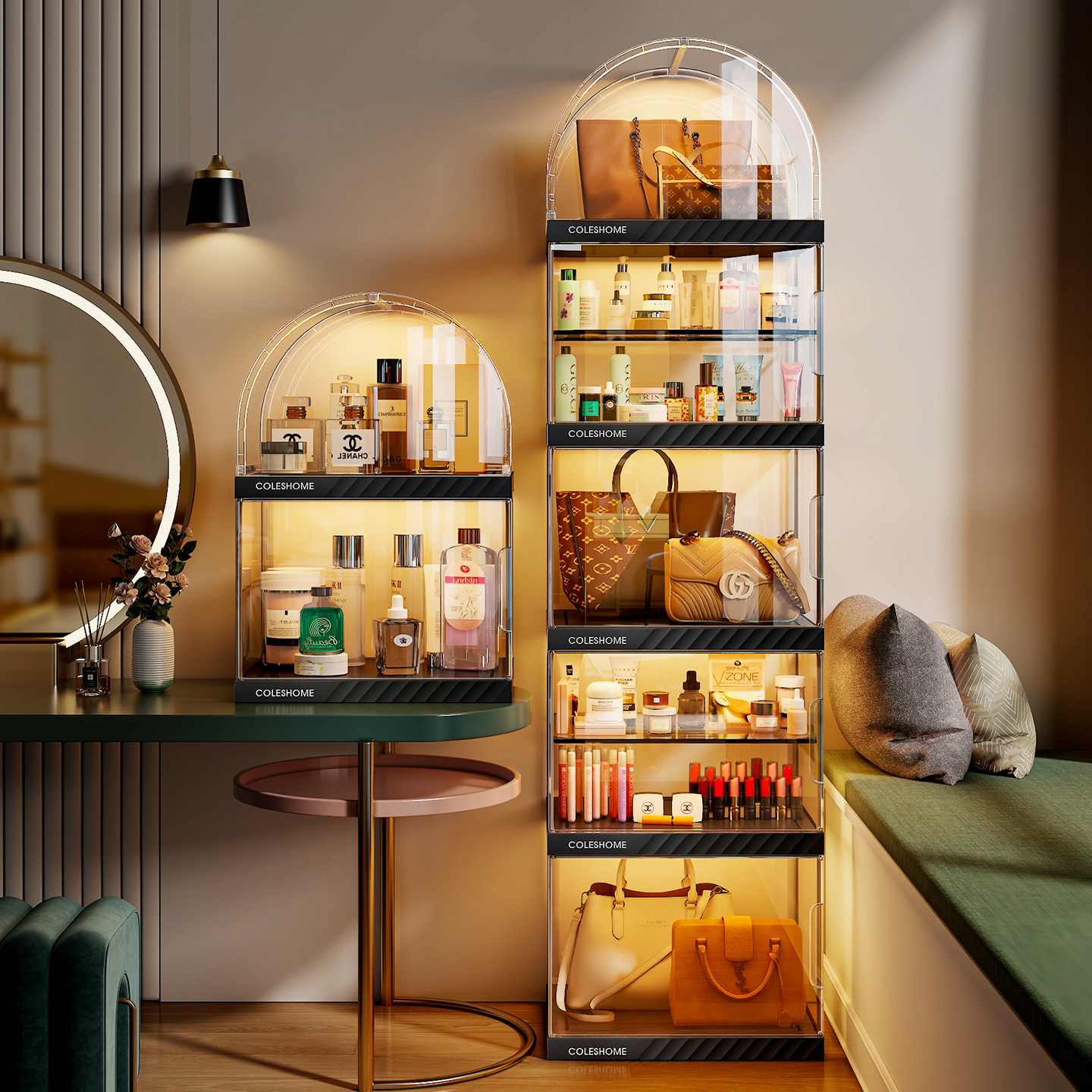 化妆品收纳盒桌面神器防尘高级梳妆台护肤品香水置物架包包展示柜,收纳整理,桌面收纳盒,淘宝优惠券,粉丝福利购,淘宝优惠卷