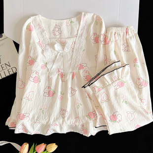 儿童睡衣女童春秋款云朵棉长袖套装小孩公主风宝宝家居服2025新款