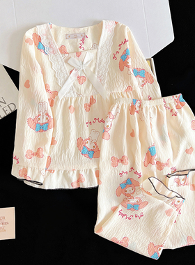 女童睡衣春秋云朵棉2025新款长袖小女孩宝宝空调服儿童公主风套装