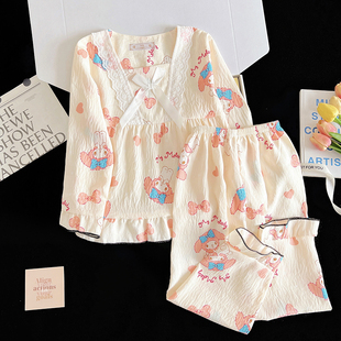 女童睡衣春秋云朵棉2025新款长袖小女孩宝宝空调服儿童公主风套装