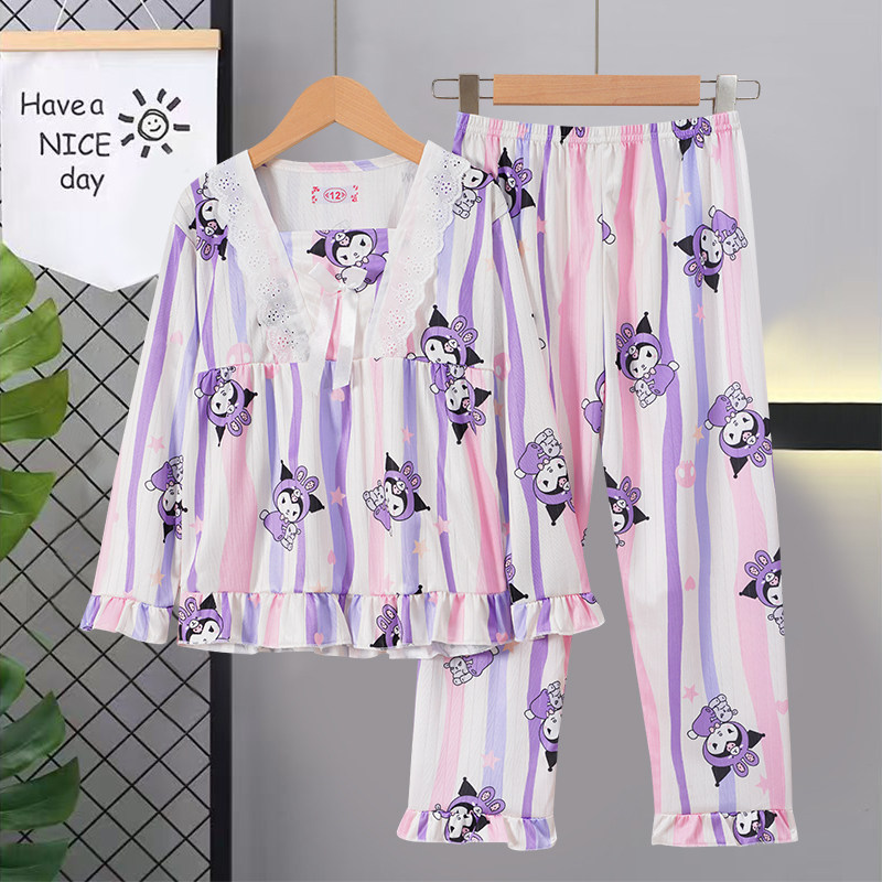 儿童家居服春秋季长袖睡衣薄款花边方领可爱公主甜美小女孩子套装,童装/婴儿装/亲子装,家居服套装,淘宝优惠券,粉丝福利购,淘宝优惠卷