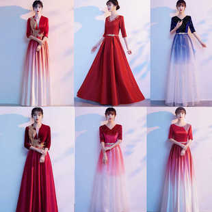 大合唱团演出服女长裙新款学生诗歌朗诵年会红歌比赛主持人晚礼服