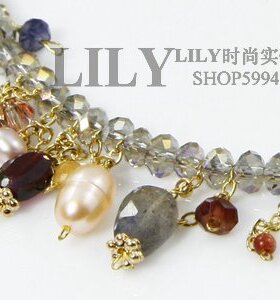 饰品红碧玺石榴石项链淡水珍珠