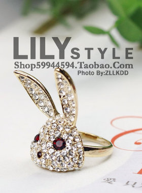 超闪满钻水晶镶嵌金色戒指特价