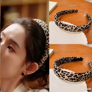 突然的喜欢林欢儿王玉雯同款豹纹发箍高颅顶休闲宽版发卡女
