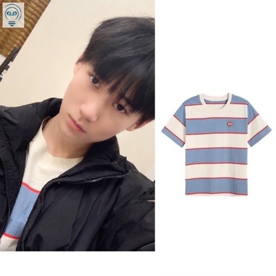 tnt张真源同款马嘉祺条纹短袖
