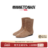 MINNETONKA 迷你唐卡秋冬新款 Fusion系列尖头平底短靴一脚蹬女靴