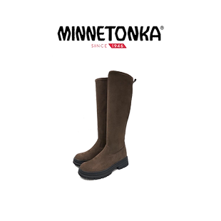 MINNETONKA 弹力长靴女直高筒厚底瘦瘦骑士靴 迷你唐卡春秋新款
